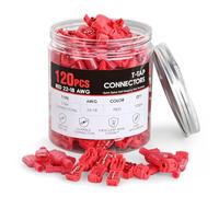 Nilight 120PCS/60 Pairs Quick Splice Disconnect Wire Terminals T-Tap Spade Wire Connectors Red 22-16 AWG Male Female Fully Insulated Electrical Wire Crimp Self-Stripping Kit, 2 Years Warranty