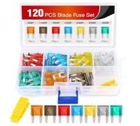 Nilight 120Pcs Blade Fuses Assortment 5, 7.5, 10, 15, 20, 25, 30 AMP Regular Mini ATM/APM Blade Fuses for Cars Trucks Boats Automotives, 2 Years Warranty