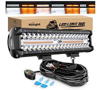 Nilight 12Inch 300W LED Light Bar Spot Flood Amber White Strobe 6 Modes with Memory Function Off-Road Truck Car ATV SUV Cabin Boat with 16AWG Wiring Harness Kit-1 Lead, 2 Years Warranty