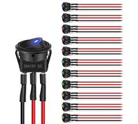 Nilight 12pcs Rocker Toggle Switch 3Pins 12V 20A Wired Round LED Light Power On Off Switch SPST for Car Truck Vehicle Trailer RV Marine Boat Yacht with 36pcs Wires,2 Years Warranty
