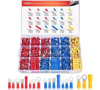 Nilight 1500pcs Mixed Quick Disconnect Crimp Connector Butt Splice Ring Fork Spade Bullet Piggy Back Assortment Kit 22-10 AWG Insulated Wire Terminal for Automotive Wiring