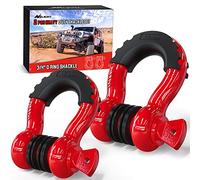 Nilight 2 Pack 3/4" D-Ring Shackle 4.75 Ton (9500 Lbs) Capacity with 7/8" Pin Heavy Duty Off Road Recovery Shackle with Isolators & Washer Kit for Jeep Truck Vehicle, Red (90053B)
