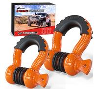 Nilight 2 Pack 3/4" D-Ring Shackle 4.75 Ton (9500 Lbs) Capacity with 7/8" Pin Heavy Duty Off Road Recovery Shackle with Isolators & Washer Kit for Jeep Truck Vehicle, Orange (90051B)