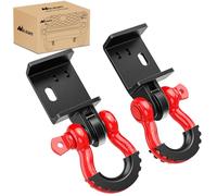 Nilight (2 Pack) Demon Front Tow Hook Mounting Bracket with 3/4” D-Ring Shackle Fit for 2009-2016 2017 2018 2019 2020 2021 2022 2023 Toyota Tacoma, with 7/8" Screw Pin and Isolator Rubber Washers