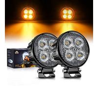 Nilight 2PCS 3Inch 12W Amber Round LED Yellow Work Pods Driving Light 90° Flood Beam Built-in EMC Offroad Side Fog Lights for Tractor Truck Motorcycle Boat SUV ATV UTV
