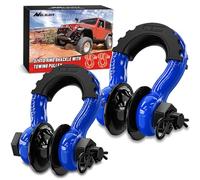 Nilight 3/4" D Ring Shackle with Towing Pulley 2 Pack 4.75 Ton (9500 Lbs) 7/8" Pin Heavy Duty Off Road Recovery Shackle with Isolators Washer Kit for Jeep Truck Tractor Vehicle ATV UTV, Blue