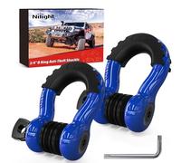 Nilight 3/4 inch D Ring Shackle 2 Pack 19T (41,887 lbs) Break Strength 4.75T WLL Heavy Duty Towing Hook with Anti-Theft System Anti-Rattle Isolators for Truck Jeep SUV ATV UTV Recovery Blue