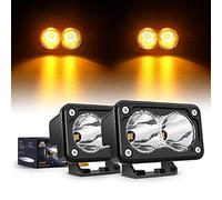 Nilight 3Inch Amber LED Light Pods, 2PCS 10W Super Spot Fog Light Auxiliary Driving Lamp Built-in EMC for Motorbike SUV ATV Truck Boat Tractor Forklift