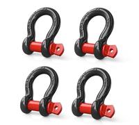 Nilight 4 Pack Small Shackles 5/8" D-Ring Shackle 3.25 Ton (7165 Lbs) Capacity Heavy Duty Off Road Recovery Shackle Kit for Cars and Other Applications for Tie Downs, Black Red