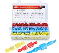 Nilight 400 Pcs Spade Terminals Nylon Quick Disconnect Male and Female Connectors Electrical Insulated Wire Crimp Assortment Kit