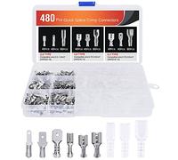 Nilight 480PCS Insulated Male Female Spade Terminals Quick Splice Assortment Tin Plated Open Barrel Copper Crimp Wire Connectors for 22-14 ga Electrical Wiring Car Audio Speaker