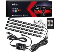 Nilight 4PCS 48 LEDs USB Interior Lights DC 5V Multicolor Music Car Strip Light Under Dash Lighting Kit with Sound Active Function and Wireless Remote Control