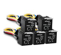 Nilight 50003R Automotive Set 5-Pin 30, 40A 12V SPDT with Interlocking Relay Socket and Wiring Harness-5 Pack