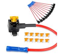 Nilight 50038R 10 Pack 12V Car Add-a-circuit Fuse TAP Adapter with 5 Amp Low Profile Mini Blade Fuse Set for Cars Trucks Boats