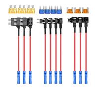 Nilight - 50040R 12V Car Add-a-Circuit Fuse Adapter with Standard and Mini TAP Profile TAP Blade Fuse for Cars Trucks Boats, 10 Pack Fuse Holder-3 types, 2 Years Warranty,Blue, Red, Black
