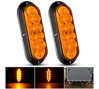 Nilight 6 Inch Oval Amber LED Trailer Tail Lights 2PCS 10 LEDs Waterproof Turn SignalsTrailers Lights for Truck RV Boat Bus Lorry Camper Van Caravan