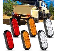 Nilight 6Inch Oval Red White Amber LED Trailer Tail Light 6PCS Waterproof Stop Brake Turn Signals Reverse Back Up Surface Mount Trailer Lights for Truck RV Boat Bus Lorry Van Caravan, 2 Years Warranty