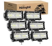 Nilight - 6pcs 6.5" 120W LED Pods Triple Row Light Bar Flood Combo Driving Light Waterproof Driving Light LED Off Road Truck Off Road Car