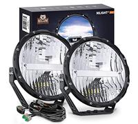 Nilight 9Inch Round Offroad Light 2PCS 120W High Low Beam IP68 LED Driving Light Pods Built-in EMC with 14AWG DT Connector Wiring Harness Kit for Truck ATV UTV SUV, 5 Years Warranty