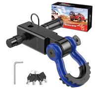 Nilight Anti-Theft Shackle Hitch Receiver 2Inch 45000 LBs Breaking Strength 3/4" Anti-Theft D Ring Shackle 5/8" Trailer Hitch Lock Pin Heavy Duty Solid Towing Kit for Trucks Off Road (Blue&Black)