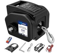 Nilight Boat Trailer Winch 3500 lbs Portable Electric Boat Winches 12 V DC Marine Winch with Remote Control and Hand Crank Power-in Freewheel Operation Waterproof Reversible Winch for Boat Trailer