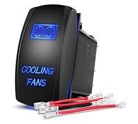Nilight Cooling Fans Rocker Switch Led Light Bar 5Pin Laser On Off SPST switches 20A/12V 10A/24V Blue with Jumper Wires Set for Cars Trucks RVs