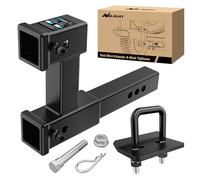 Nilight Dual Hitch Extender to 10 Inch Max Extension Length with Hitchs Tightener Anti Rattle for 2" Receiver with 5/8" Bolt Nut Clip Adjust 7-1/2" Riser or Drop 4,000 lbs GTW Matte Black