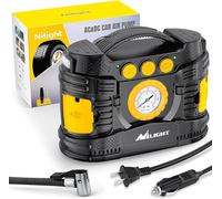 Nilight Dual Power Tire Inflator with Analog Gauge for Car, SUV, Motorcycle, Bicycle, Portable Air Compressor Pump with Auto Shut Off and 2 Year Warranty