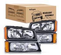 Nilight Headlight Assembly for 2003-2006 Avalanche 2003-2006 Silverado 1500 1500HD 2500 2500HD 3500 Black Housing Amber Corner Driver and Passenger Side