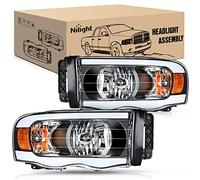 Nilight Headlights Assembly Led DRL for 2002-2005 Dodge Ram 1500/2003 2004 2005 Dodge Ram 2500 3500 Headlamp, Black Housing Amber Reflector