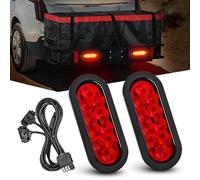 Nilight Hitch Cargo Carrier Oval Light Kit 2PCS 6Inch Red Oval LED Lights with Flush Mount Grommets Wire Harness Waterproof Stop Turn Signals Tail Light for Luggage Rack Bike Rack, 2 Years Warranty