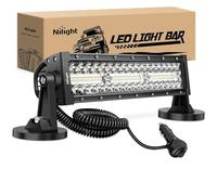 Nilight LED Light Bar 13.5 Inch Triple Row Cigarette Lighter Wiring Strong Magnetic Base Spot Flood Combo 96LEDs Fog Driving Work Roof Bumper Lights for Truck Tractor Golf Cart UTV