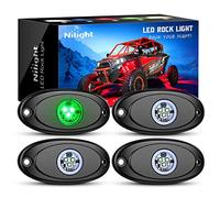 Nilight LED Rock Light 4PCS Green Light Pods Waterproof Under Body Wheel Well Light Exterior Interior Lights for Car Truck Pickups ATV UTV SUV Motorcycle Boat, 2 Years Warranty