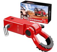 Nilight Shackle Hitch Receiver 2Inch 45000 LBs Breaking Strength 3/4" D Ring Shackle w/Trailer Hitch Pin Heavy Duty Solid Recovery Towing Kit for Trucks Jeeps Off Road,2 Years Warranty