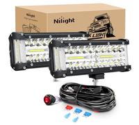 Nilight Side Shooter LED Light Bar 2PCS 7 Inch Triple Row Spot Flood Combo Lights Led Work Light with Wiring Harness Kit for Off Road Fog Light Driving Light on Truck SUV ATV UTV