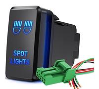 Nilight Spot Lights Push Button Switch 12V ON Off Switch with Connector Wire Kit 1.54" x 0.83" Replacement for Toyota Tacoma Tundra 4Runner FJ Cruiser Hilux Fortuner, 2 Years Warranty
