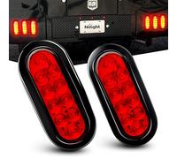 Nilight TL-01 6' Oval Red LED Tail 2PCS w Surface Mount Grommets Plugs IP65 Waterproof Stop Brake Turn Trailer Lights for RV Truck Jeep