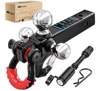 Nilight Trailer Hitch Tri-Ball Mount with Hook and Rotatable Tow Anti-Theft 3/4” Shackle Fits for 2inch Receiver Ball Size 1-7/8” 2” 2-5/16” GTW from 5000lbs to 10000lbs for RV SUV ATV Truck