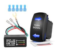 Nilight Turn Signal Switch with Flasher Relay Kit 4PIN ON Off ON Rocker Switch w/Blue LED Laser Etched SPDT Toggle Switches 12V 20A 24V 10A Jumper Wires for ATV UTV Tractor Motorcycle