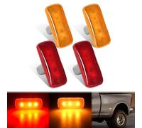 Nilight Wheel Fender Side Marker Lights 4 PCS 3 LED Red Amber Front Rear Fender Clearance Light Plug And Play Waterproof Light Compatible With 2010-2018 Dodge Ram 2500 3500 Super Duty