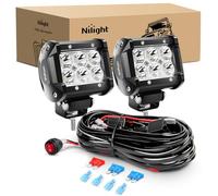Nilight ZH009 LED Light Bar 2PCS 18W Spot Off Road Lights with 16AWG Wiring Harness Kit-2 Lead