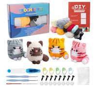 Nilioyul Crochet Kit for Beginners,Crochet Animal Kit with Step-by-Step Video Tutorials Cats Crochets Starter Kits,Crochet Kits for Beginners Adults -4 Cute Cats