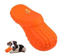 Nilioyul Dog Squeaky Chew Toys, Indestructible Interactive Dog Toothbrush Toys Slippers Shape, for Medium/Large Dogs Chewing Chasing Natural Rubber to Keep Them Busy Reduce Boredom Teeth Clean(Orange)
