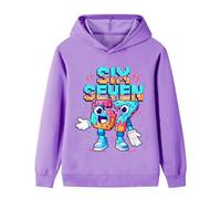 NILKOOZ 67 MEME Girls Hoodies Kids Six Seven Pullover Sweatshirt Tops for 2-13 Years（Purple-02-130cm）