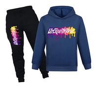 NILKOOZ Boys Tracksuit Letter Printed Hoodie and Pants 2pcs Kids Sweatshirt Clothing Set for 1-13 YearsPH1342A-Royal Blue-170cm