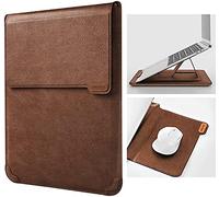 Nillkin 15.6 inch Laptop Sleeve Adjustable Laptop Stand,Shockproof PU Laptop Bag with Mouse Pad for 16"/15"MacBook Pro 15.6" Dell Lenovo HP Acer Samsung, Brown