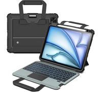 Nillkin Bumper Go Keyboard PU Leather Case Designed For Apple iPad Air 11 2024/10.9 2020/Air 4/Air 5/Pro 11 2020/2021/2022, Pen Holder/Removable Keyboard/Shockproof/Kickstand/Rear Camera Cover -Black