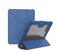 Nillkin Bumper Pro PU Leather Case Designed for Apple iPad Pro 11 2024, Pen Holder/Shockproof/Multi-Angle Folding Style/Sliding Back Camera Cover - Blue