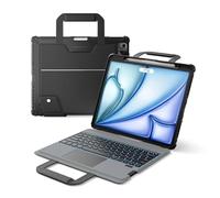 Nillkin Carry Go Keyboard Case for iPad Air 13 inch (M3/M2) with Handle, iPad Pro 12.9 (3rd/4th/5th/6th Gen) Rugged Case with Detachable Keyboard, Magic Trackpad, 7 Colors Backlit, Camera Cover, Black