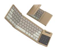 Nillkin Cube Pocket Foldable Bluetooth Keyboard with Built-in Touchpad & Number Pad - Ultra-Portable Wireless Keyboard for iPad, Surface Tablet, Smartphone, Laptop PC - (Khaki)